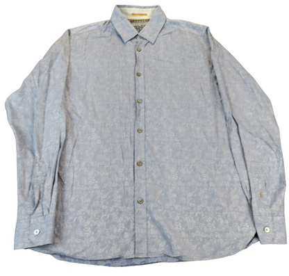 Ted Baker Mens Blue Floral Long Sleeve Regular Fit Button-Up Shirt Size 4 Medium