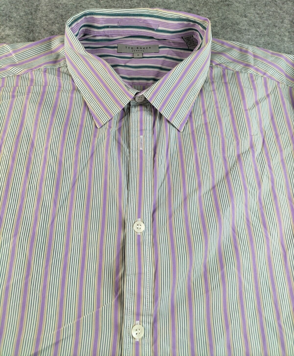 Ted Baker London Mens Purple Striped Regular Long Sleeve Button Up Size XL