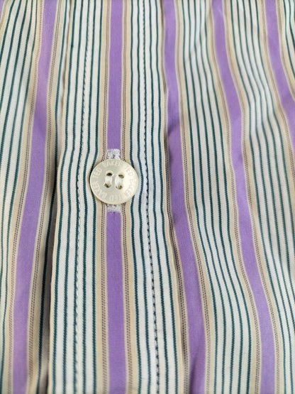 Ted Baker London Mens Purple Striped Regular Long Sleeve Button Up Size XL