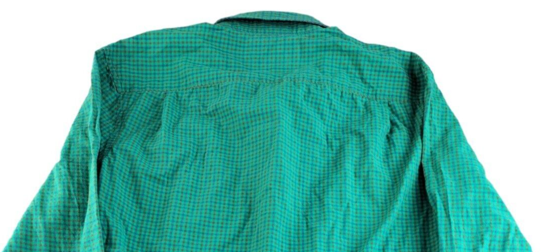 Original Penguin Mens Green Long Sleeve Checked Slim Fit Button Up Shirt Size M