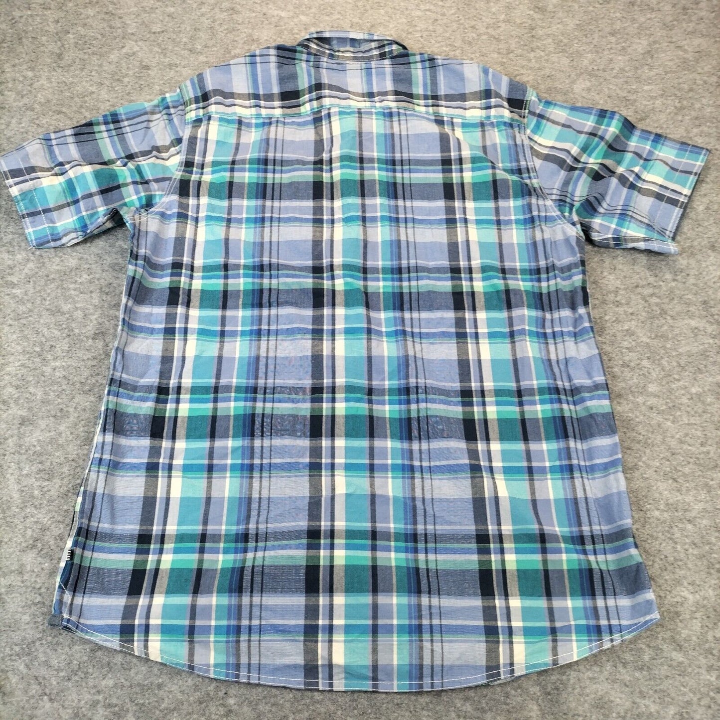 Boston Crew Mens Blue Plaid Collared Short Sleeve Button-Down Shirt Size M