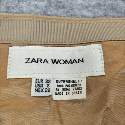 Zara Womens 100% Polyester Brown Side Zipper Low Rise A-Line Mini Skirt Size 10