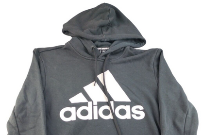 adidas Mens Black Cotton Graphic Logo Sport Fleece Long Sleeve Hoodie Size UK XS