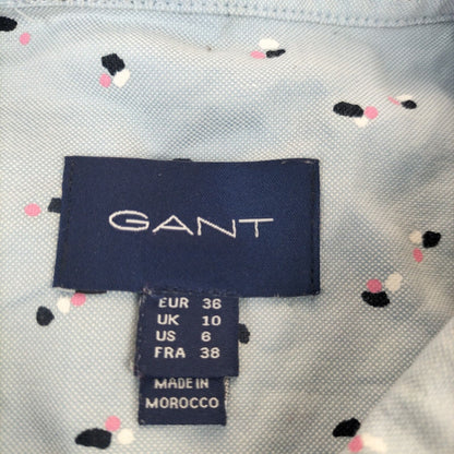 GANT Womens Blue Polka Dots Embroided Logo Long Sleeve Button Up Shirt Sz 10