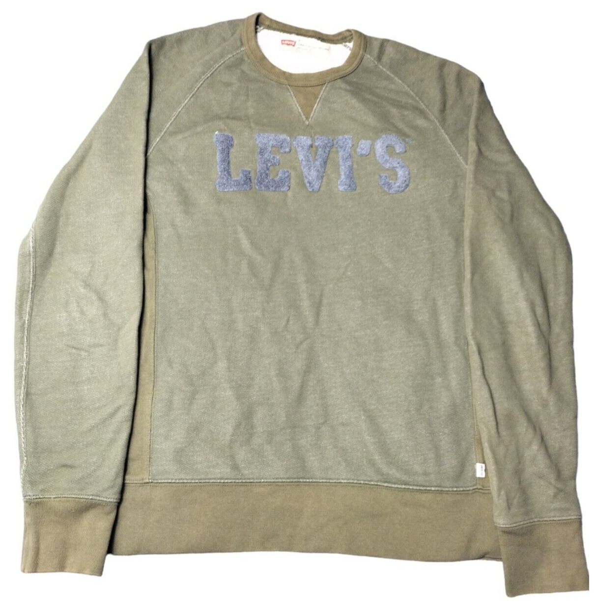 Levi's Mens Green Crew Neck Long Sleeve Logo Standard Fit Sweatshirt Size Medium