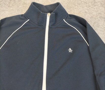 Original Penguin Mens Blue Mock Neck Long Sleeve Full Zip Activewear Jacket Sz L