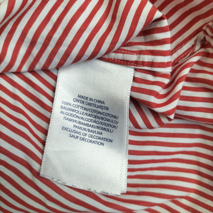 Polo Ralph Lauren Mens Red White Striped Logo Slim Fit Button Down Shirt Sz 17.5