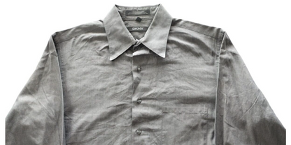 DKNY Mens Grey 100% Cotton Front Pocket Long Sleeve Button Up Shirt Size 15.5