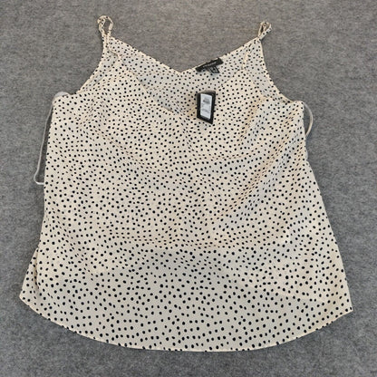 Primark Womens White Dotted Straps V-Neck Pullover Camisole Tops Size 16