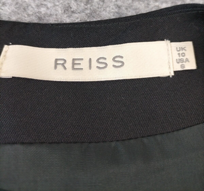 Reiss Womens Black Ruffle Waist Lined Back Zip Sleeveless Mini Dress Size UK 10