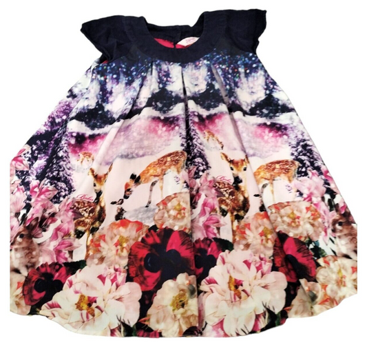 Ted Baker Girls Multicoloured Floral Cap Sleeve Fit & Flare Dress Size 4-5 Years