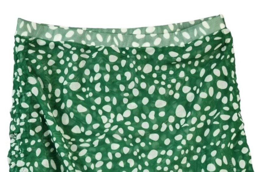 Womens Green White Polka Dots Polyester Pull On Short Skirt Size XL