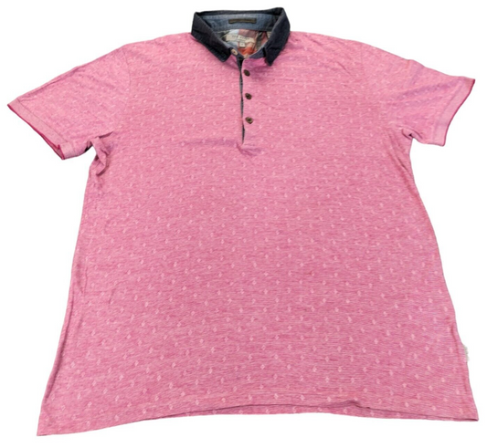 Ted Baker Mens Pink Cotton Collared Short Sleeves Polo T-Shirt Size 4 ( Medium)