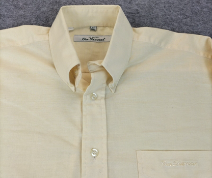 Ben Sherman Mens Yellow Cotton Collared Long Sleeves Button Down Shirt Sz 15.5