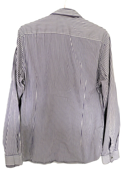 Ted Baker London Mens Purple/White Striped Long Sleeve Button Up Shirt Size 4