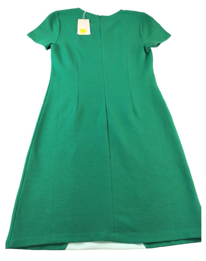 Boden Womens Green Cotton Ribbed Hidden Zip Scallop Midi Dress Size 12