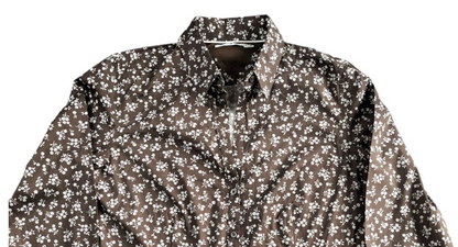 Tommy Hilfiger Mens Brown Floral Collared Long Sleeve Button Up Shirt Size 14