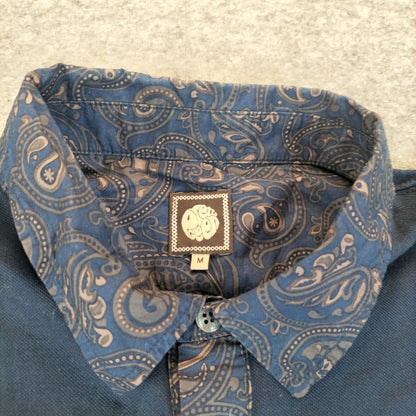 Pretty Green Mens Blue Cotton Collared Buttons Short Sleeves Polo T-Shirt Size M