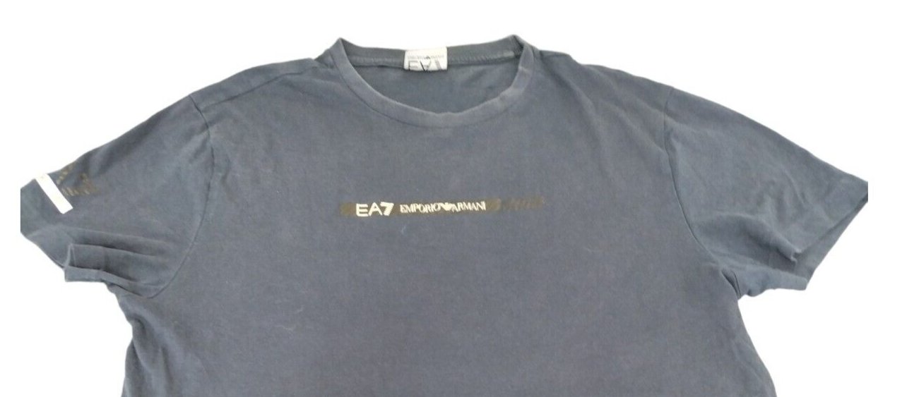 Emporio Armani EA7 Mens Navy Blue Cotton Short Sleeve Pullover T Shirt Size M