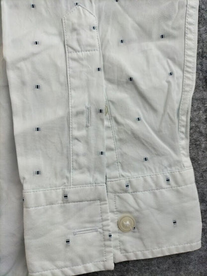 Ted Baker London Mens White Cotton Dots Regular Fit Long Sleeve Button Up Size 5