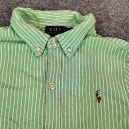 Polo Ralph Lauren Womens Green Cotton Striped Long Sleeve Button-Down Shirt Sz 6