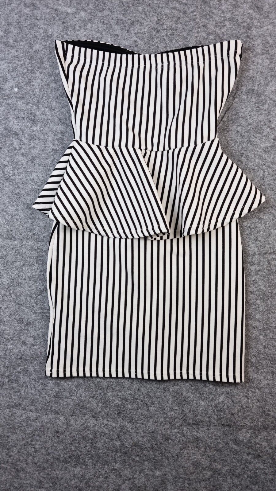 Evita Womens Black/White Polyester Striped Off the Shoulder Peplum Dress Size 10