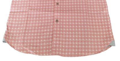 Ted Baker Mens Pink Cotton Collared Printed Short Sleeve Button-Up Shirt Size M