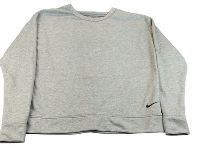 Nike Dri-Fit Womens Gray Cotton Crew Neck Long Sleeve Pullover Sweatshirt Size S