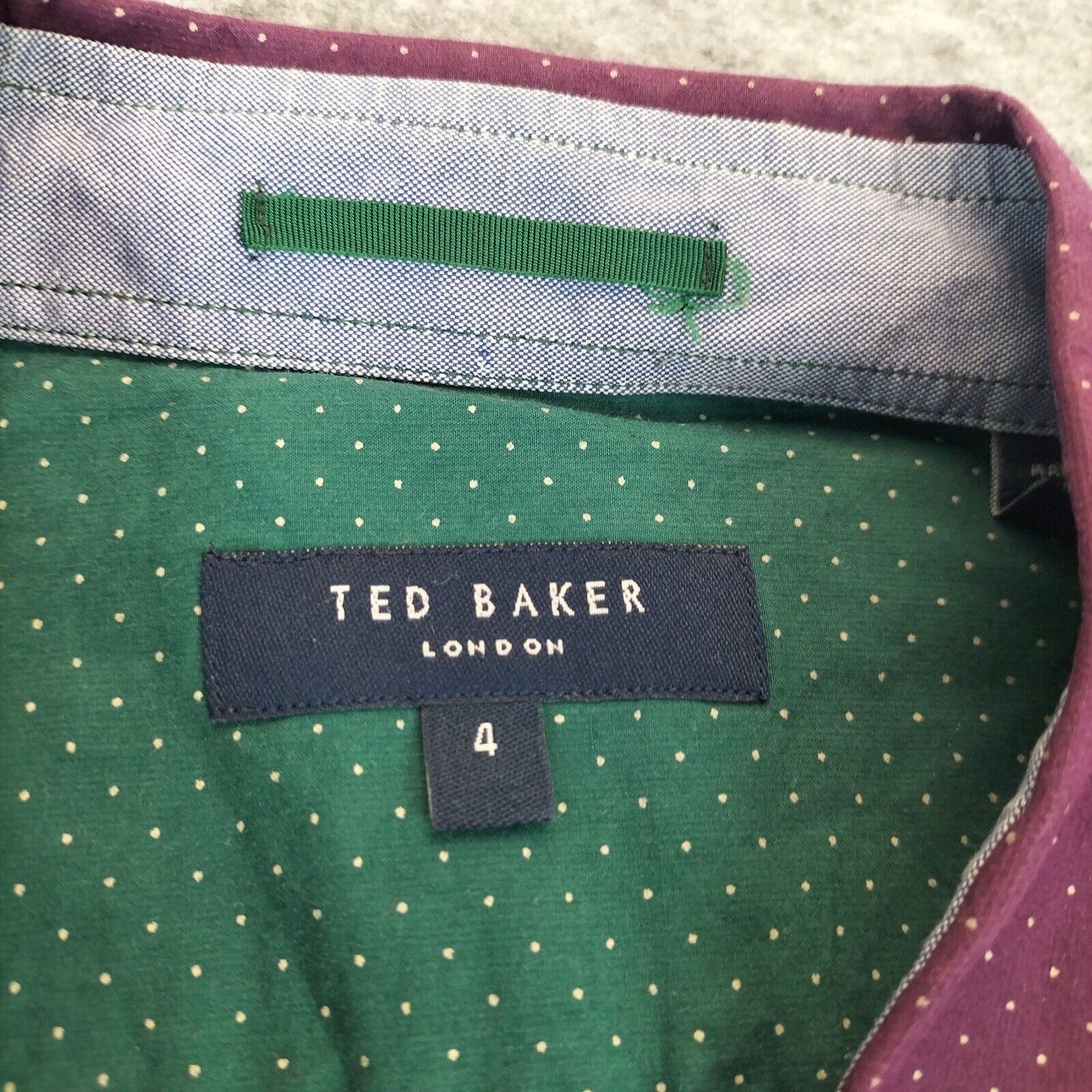 Ted Baker Mens Purple Polk Dots Long Sleeve Button-Down Shirt Size 4 (Medium)