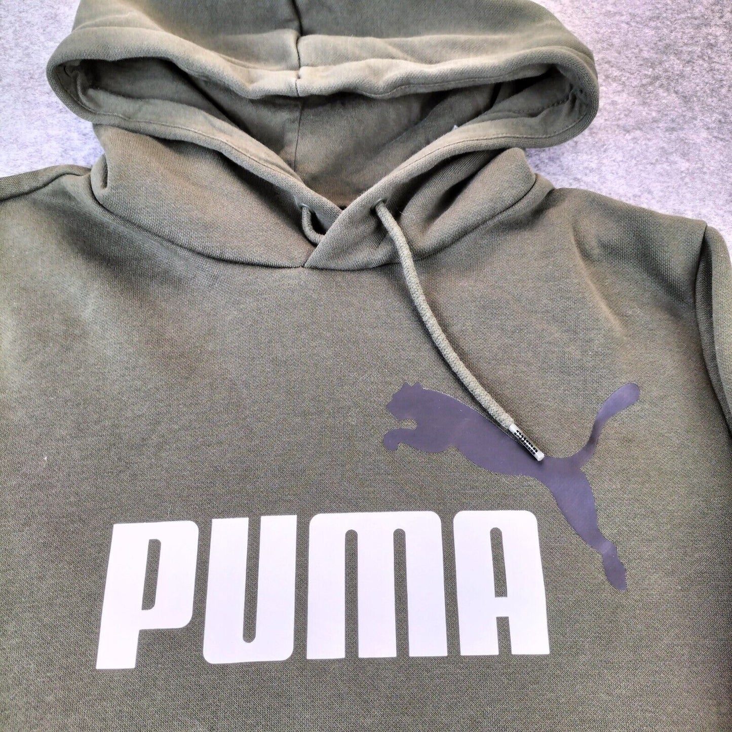 PUMA Mens Green Cotton Logo Pouch Pockets Long Sleeves Pullover Hoodie Size S