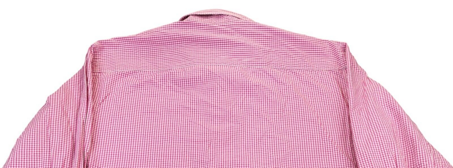 Boden Mens Pink White Checked Cotton Long Sleeves Casual Button Up Shirt Size 17