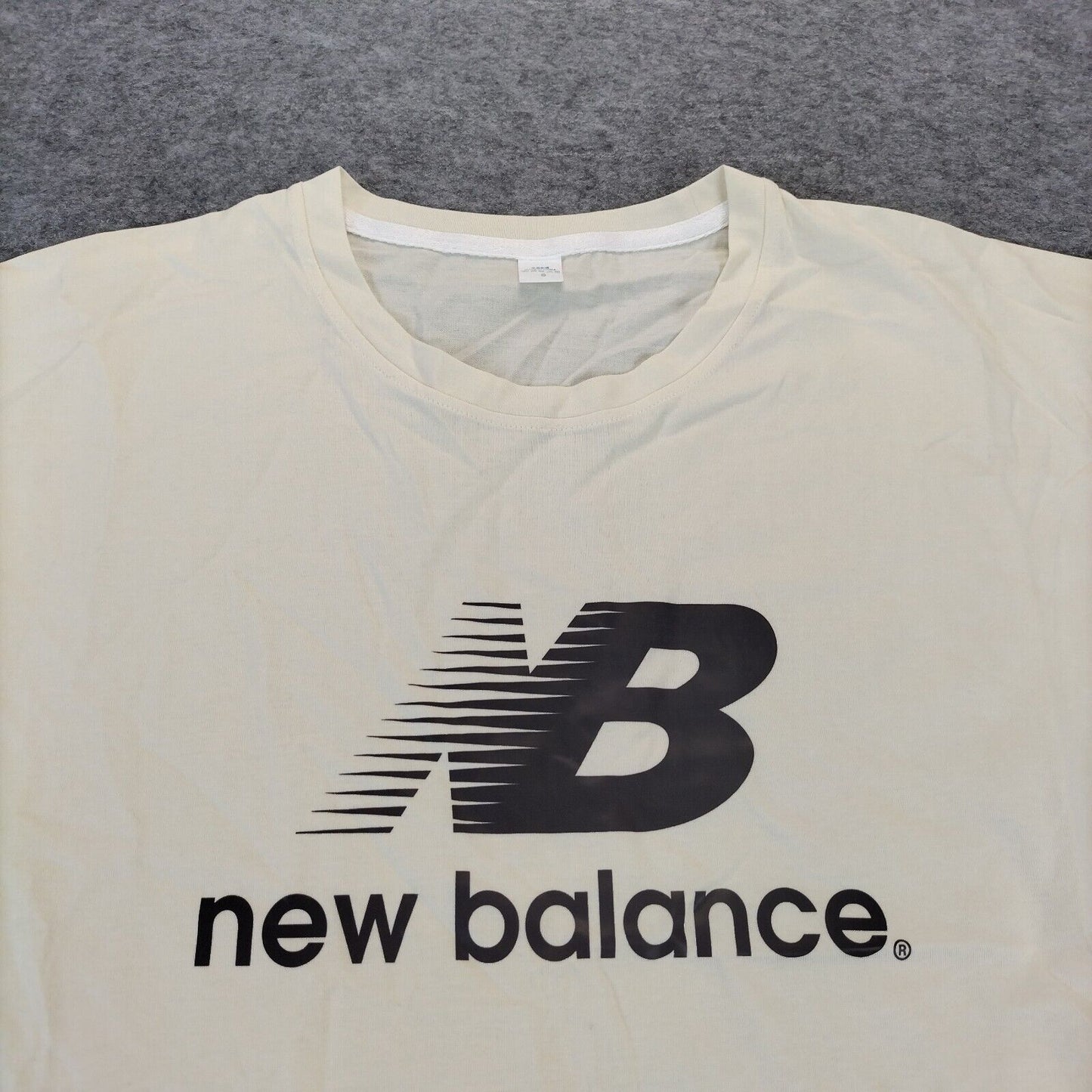 New Balance Mens Beige Short Sleeve Round Neck Cotton Logo T-shirt Size S