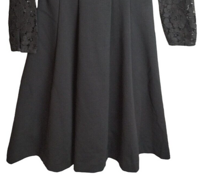 Boden Womens Black Lace Stretch Ponte Skater Long Sleeve Fit & Flare Dress Sz 8R