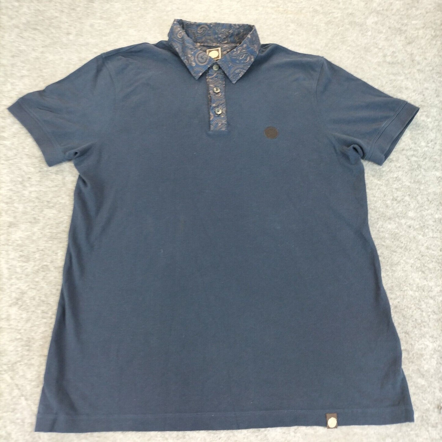 Pretty Green Mens Blue Cotton Collared Buttons Short Sleeves Polo T-Shirt Size M