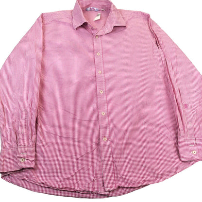 Boden Mens Pink White Checked Cotton Long Sleeves Casual Button Up Shirt Size 17