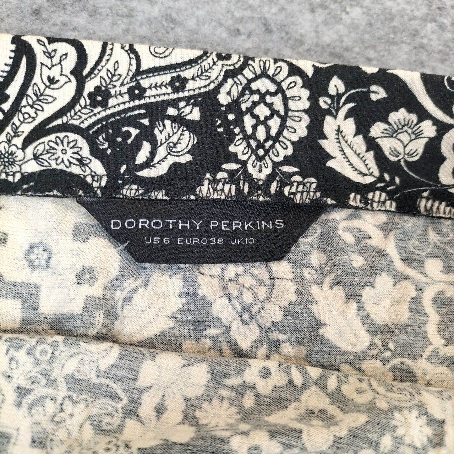 Dorothy Perkins Womens Black/White Paisley Elastic Waist Long Maxi Skirt Size 10