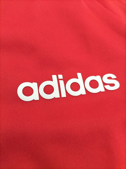 Adidas Mens Red Polyester Short Sleeve 3 Stripes Logo Pullover T-Shirt Size M