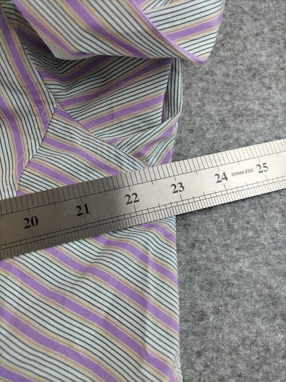 Ted Baker London Mens Purple Striped Regular Long Sleeve Button Up Size XL