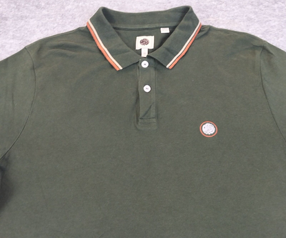 Pretty Green Mens Green Cotton  Logo Buttons Short Sleeves Polo T-Shirt Size S