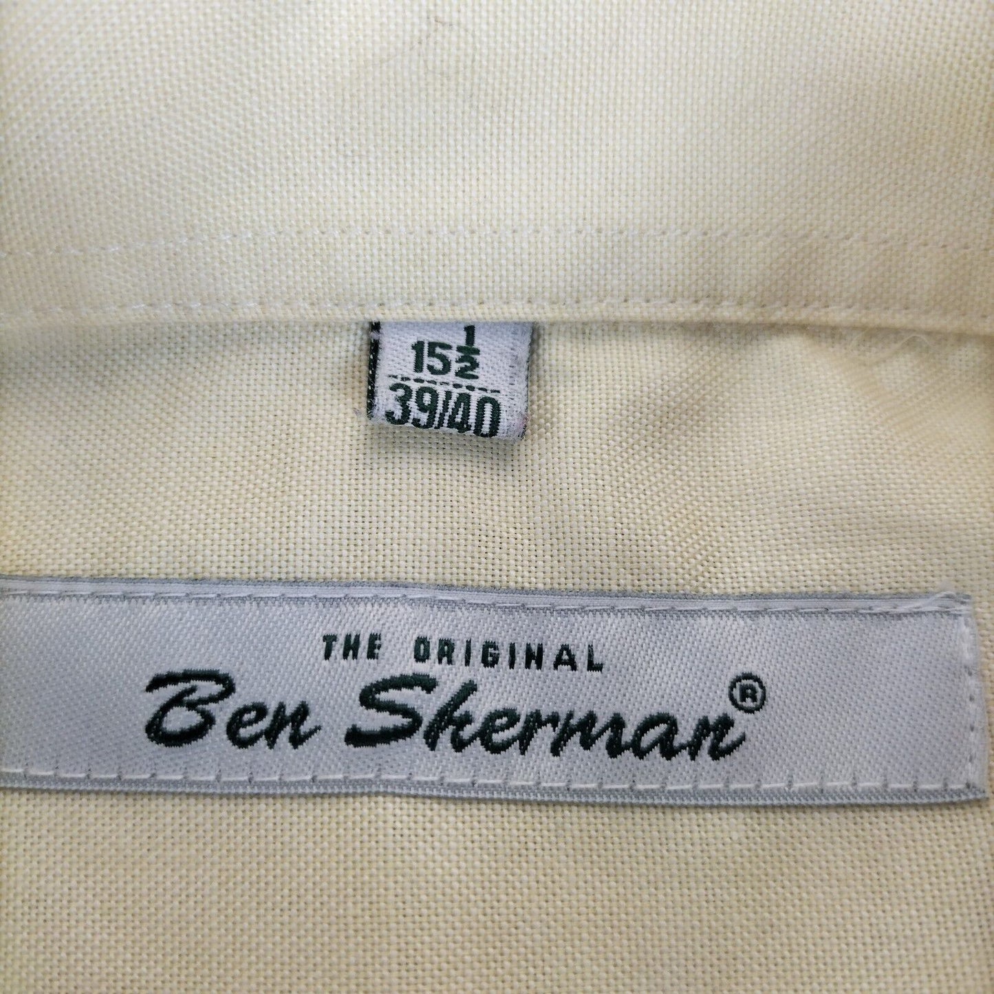 Ben Sherman Mens Yellow Cotton Collared Long Sleeves Button Down Shirt Sz 15.5