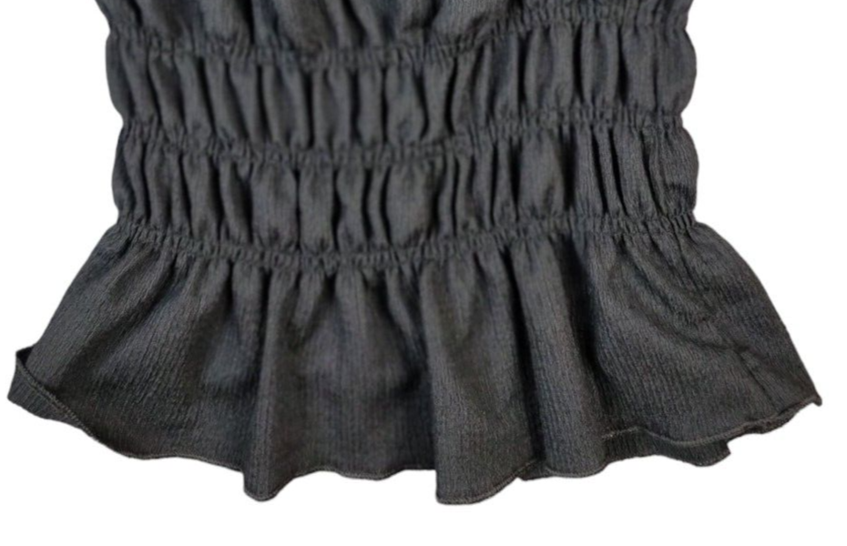 Primark Womens Black Polyester Square Neck Pleated Camisole Blouse Top Size XS