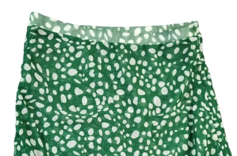 Womens Green White Polka Dots Polyester Pull On Short Skirt Size XL