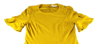 Boden Womens Yellow Stretch Flared Sleeve Round Neck A-Line Sweater Dress Sz 18