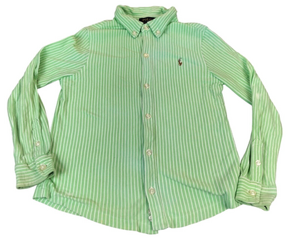 Polo Ralph Lauren Womens Green Cotton Striped Long Sleeve Button-Down Shirt Sz 6