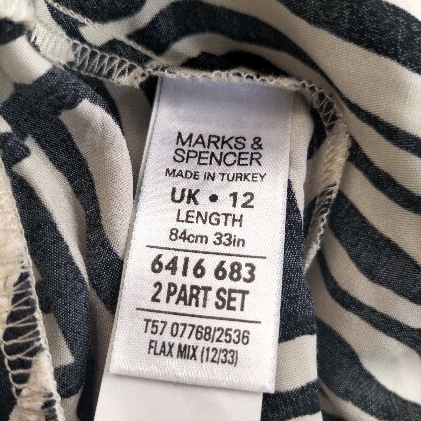 Marks & Spencer Women Black/White Viscose Geometric Pull On A-Line Skirt Size 12