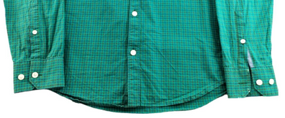 Original Penguin Mens Green Long Sleeve Checked Slim Fit Button Up Shirt Size M