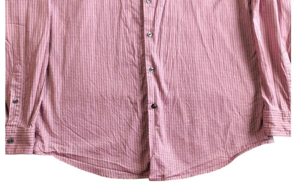 HUGO BOSS Mens Pink Check Long Sleeve Regular Fit Button Up Dress Shirt Size 2XL