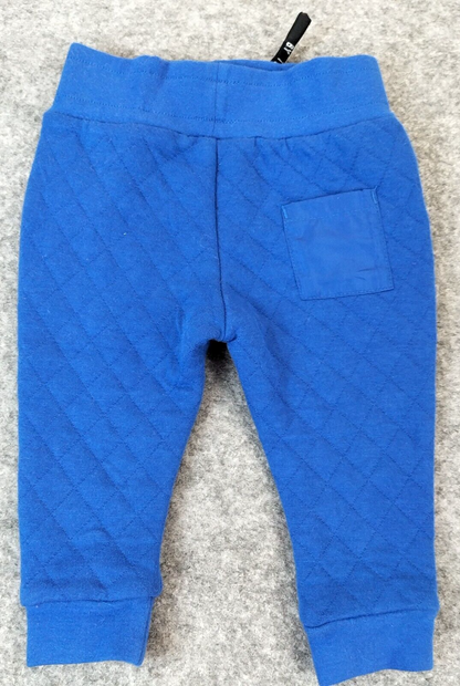 Ted Baker Boys Blue Drawstring Elastic Waist Pockets Quilted Trouser Sz 0-3 mths