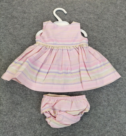 Marks & Spencer Baby Girls Pink Crew Neck Sleeveless Dress W/ Panty Up To 1Month