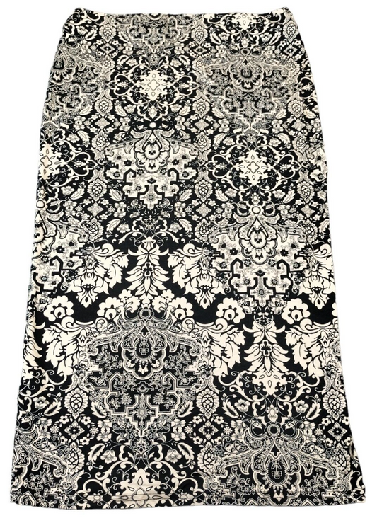 Dorothy Perkins Womens Black/White Paisley Elastic Waist Long Maxi Skirt Size 10